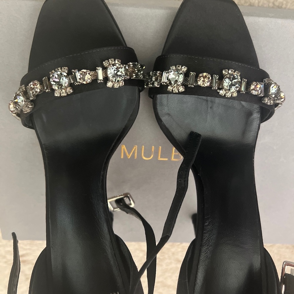 Mulberry evening sandals satin embellished black size 36